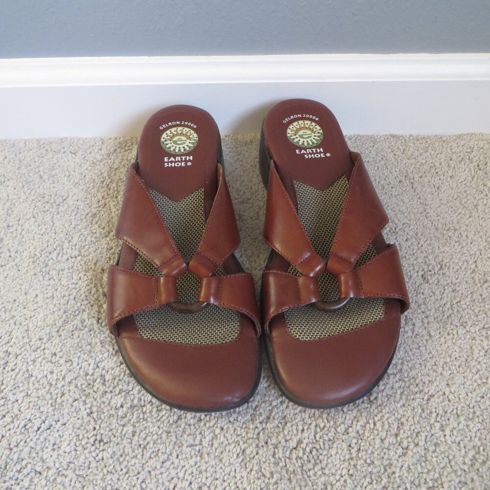 Earth shoe gelron 2000 womens slide sandals size 8 brown leather hampton 6136376 - Picture 3 of 11